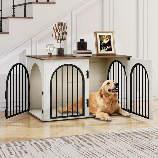 Wooden Dog Crate Furniture with TV Stand and Side Table