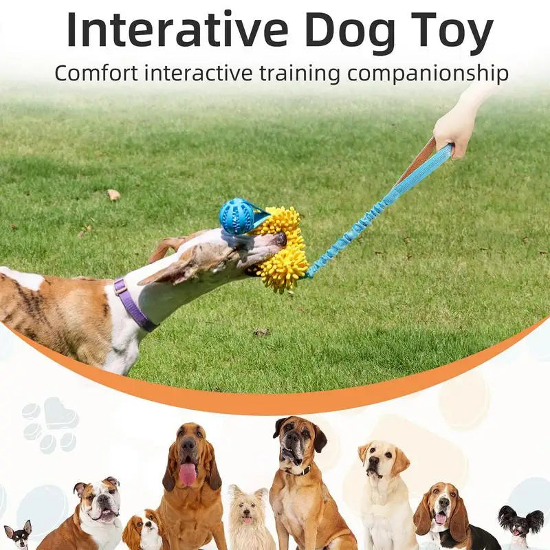 Interactive Dog Tug Toy with Squeaky Chew and Elastic Drawstring