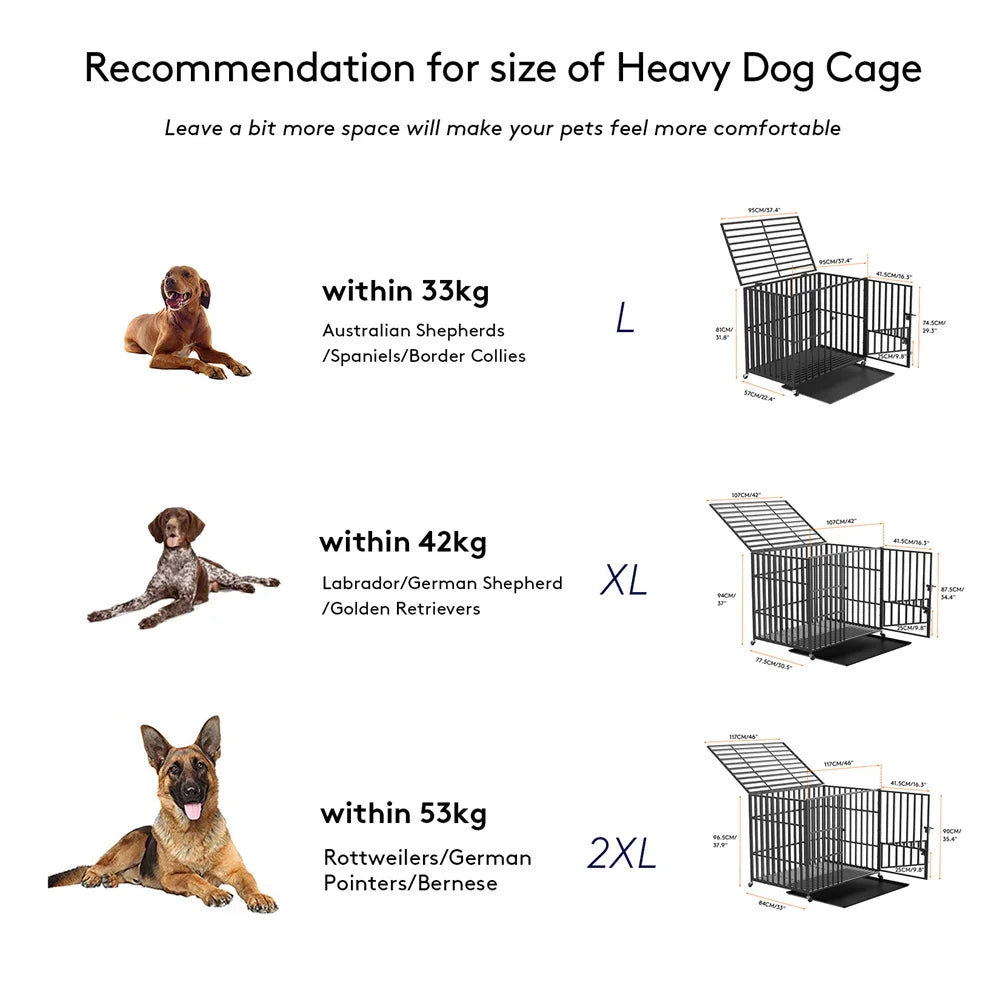 XXL Large Heavy Duty Dog Crate Strong Pet Cage with Tray