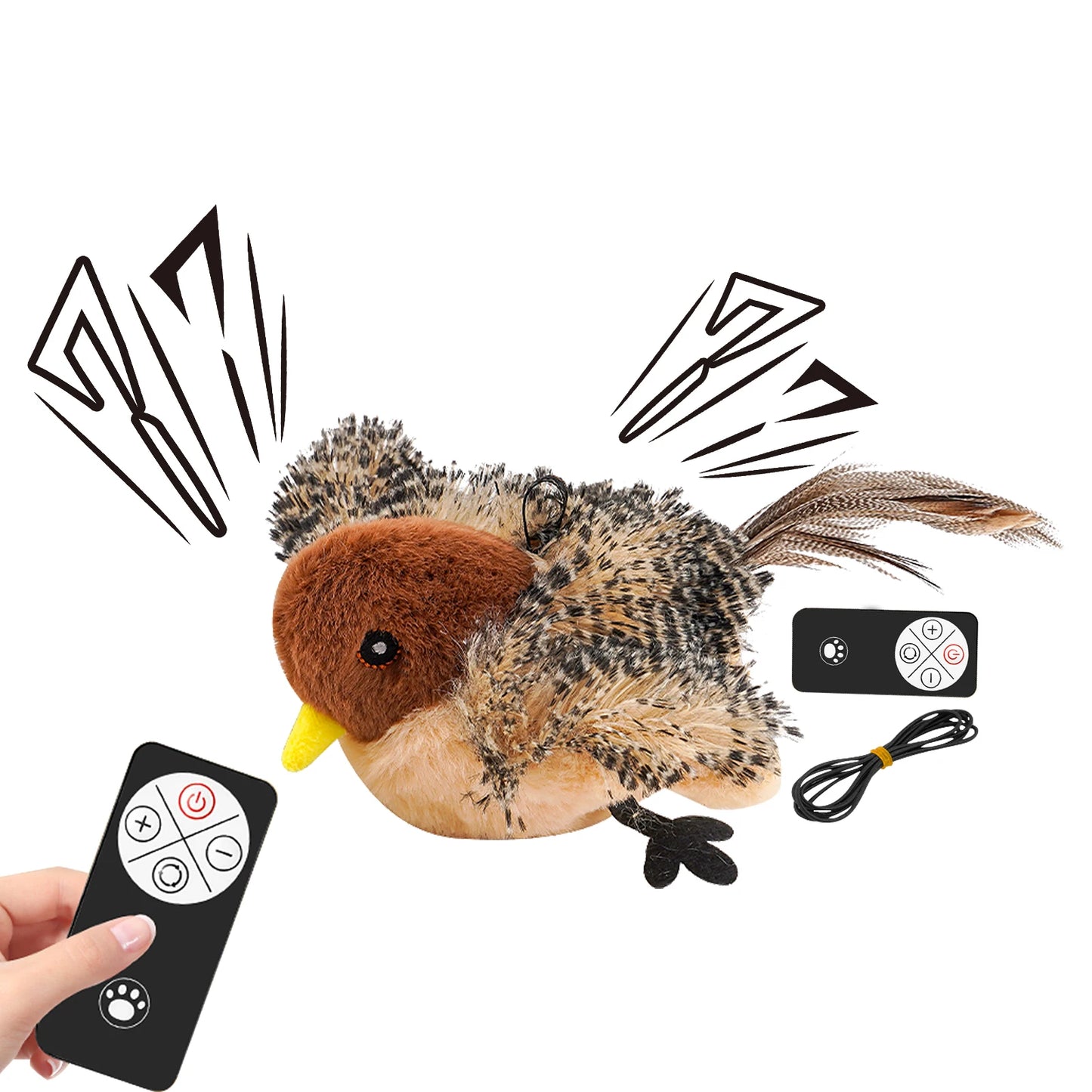 Interactive Plush Chirping Bird Toy for Cats and Kittens