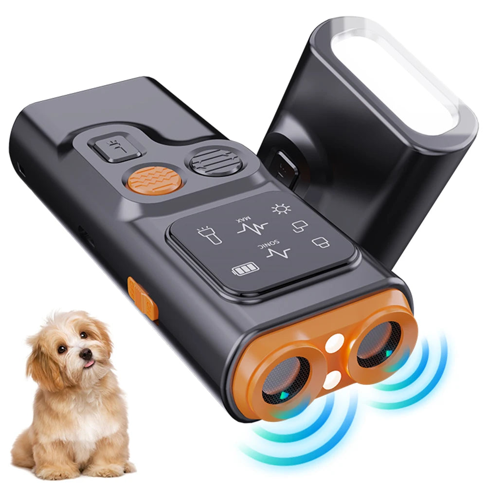 Ultrasonic Dog Bark Deterrent with LED Light and Rechargeable Battery