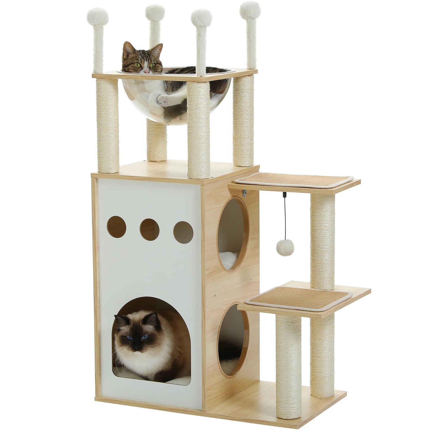 Modern Cat Tree with Condo and Scratching Posts for Cats