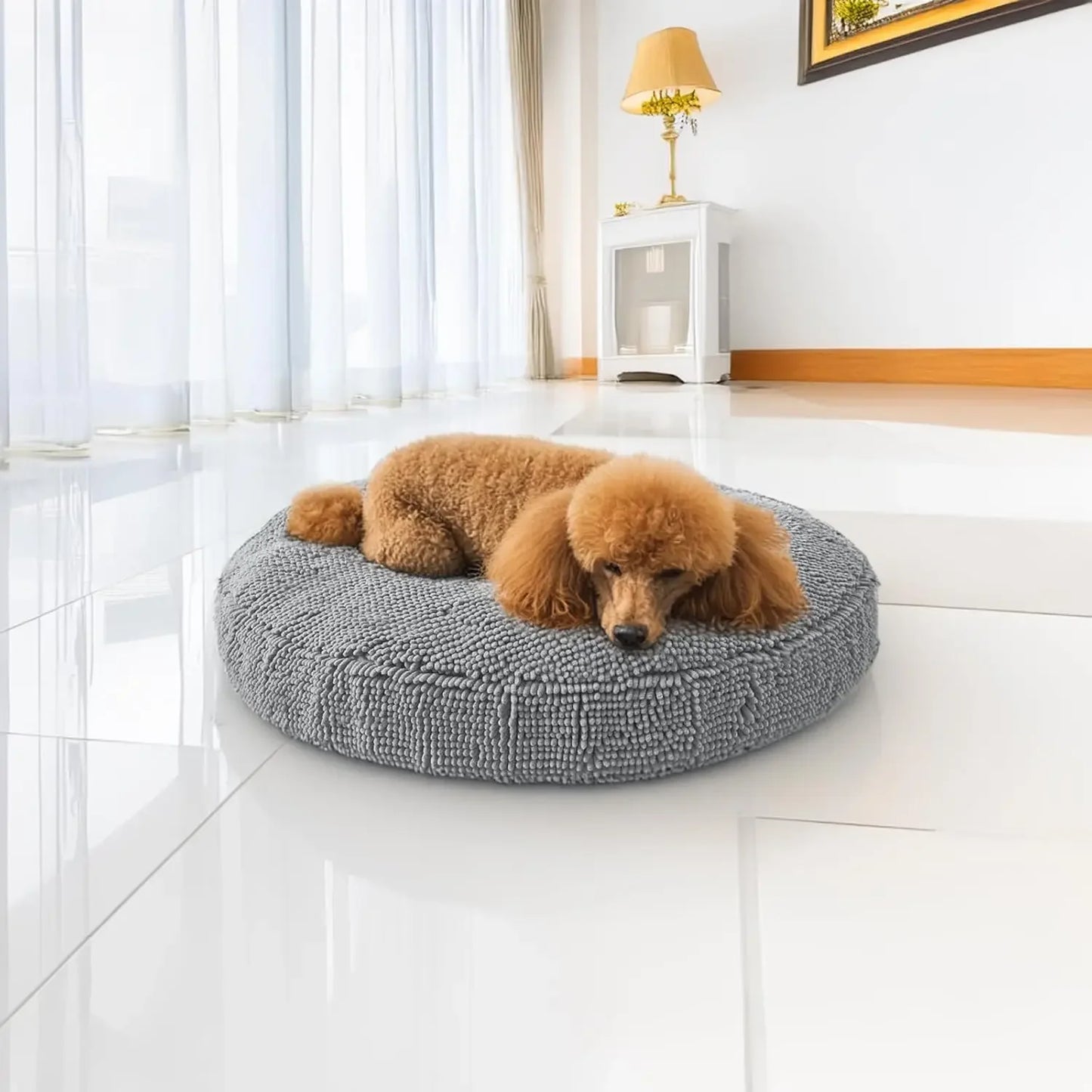 Cloud K-9 Bed for Dogs and Cats Soft and Relaxing Donut Dog Bed Chenille Material Removable Cover Washable and Dryer Safe
