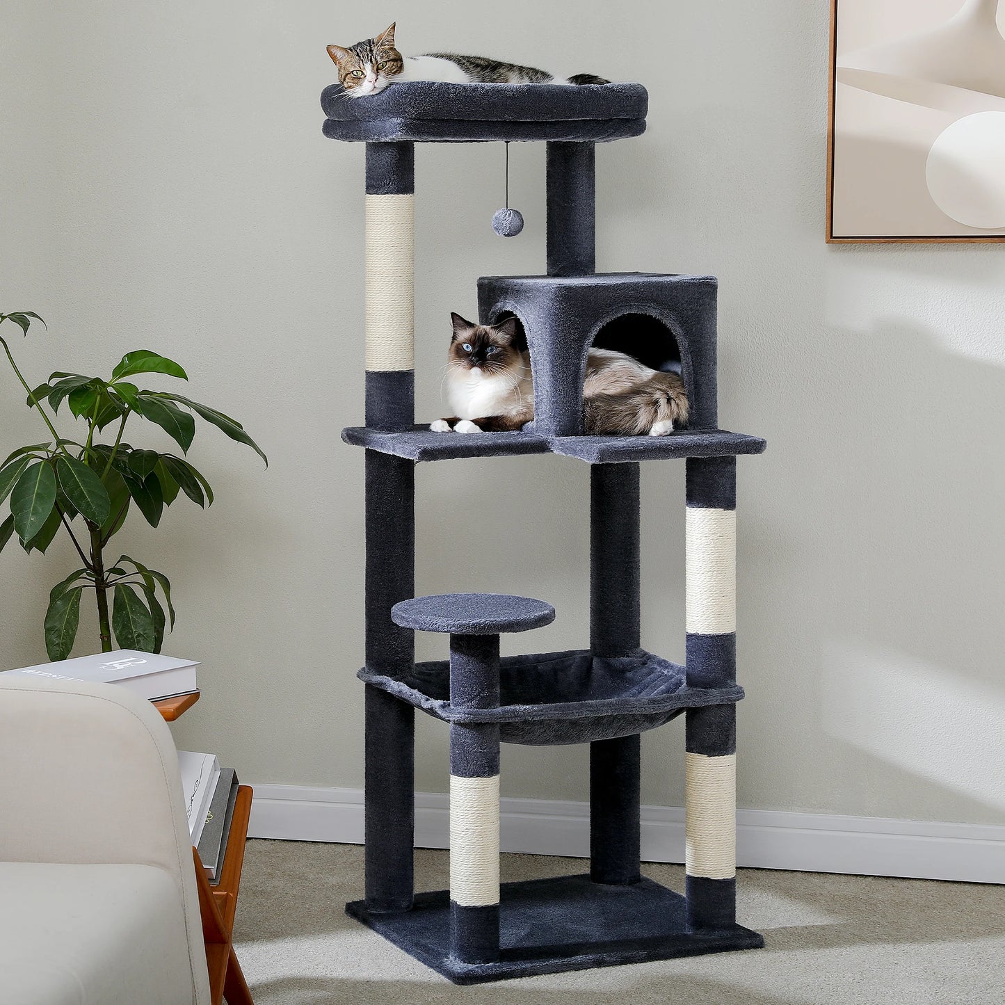 Luxury Cat Tree Tower with Hammock and Scratching Posts