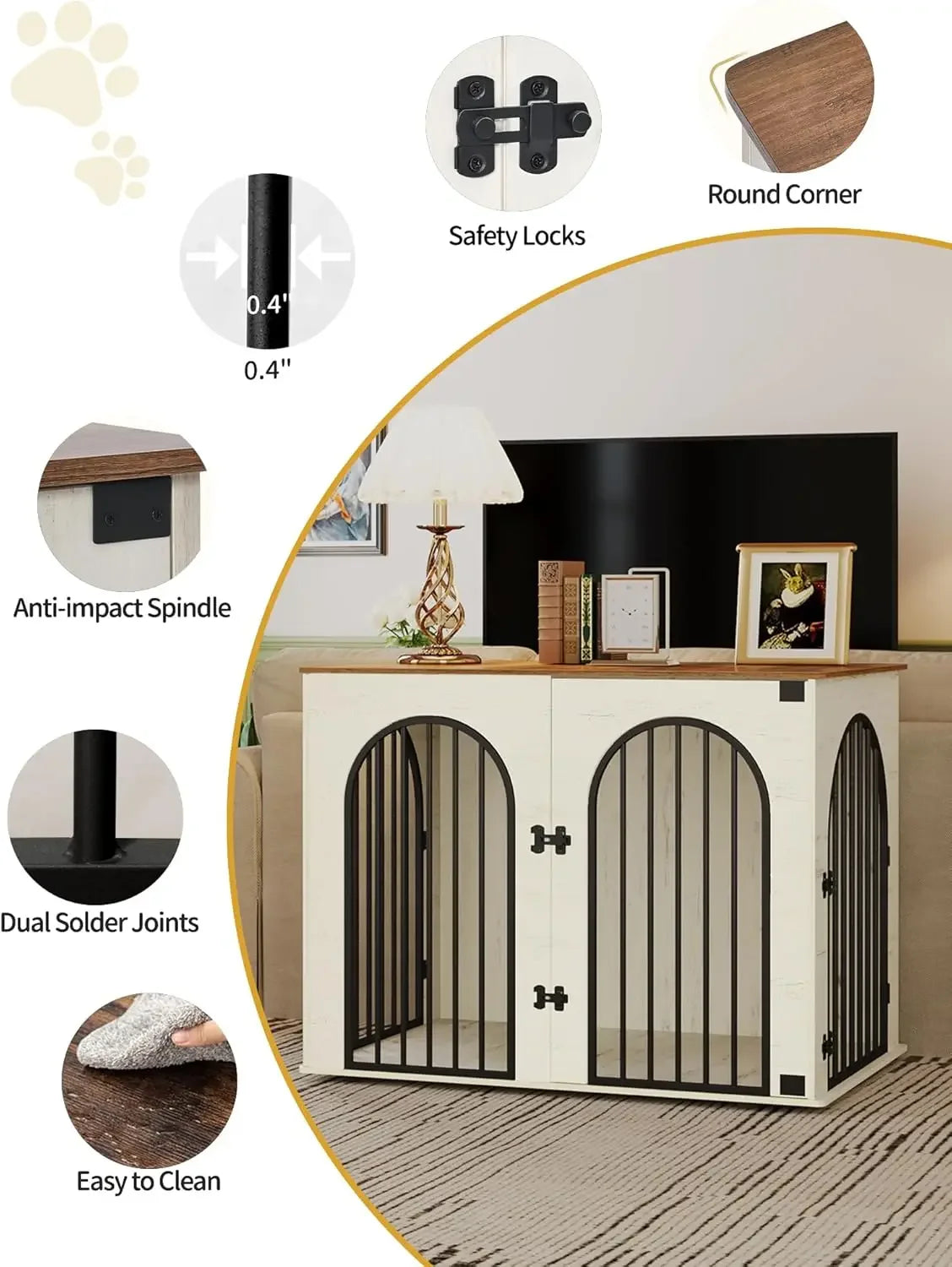 Wooden Dog Crate Furniture with TV Stand and Side Table