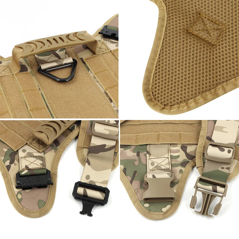 Tactical Dog Harness Collar Leash Set for Large Dogs