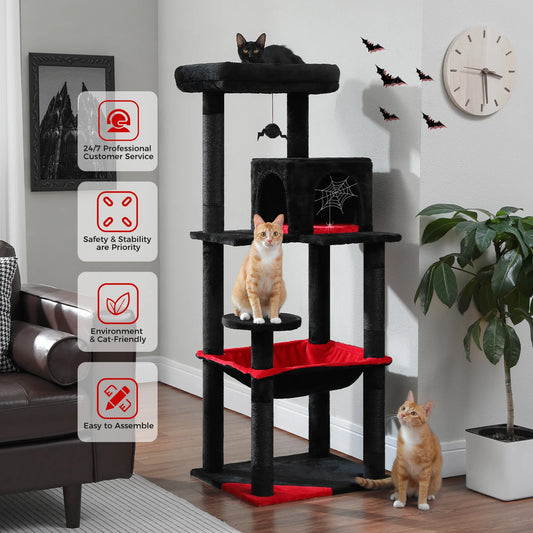 Gothic Cat Tree Tower With Hammock And Cozy Condo