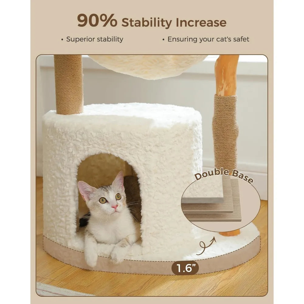 Luxury Cat Tree with Real Branches and Cozy Condo
