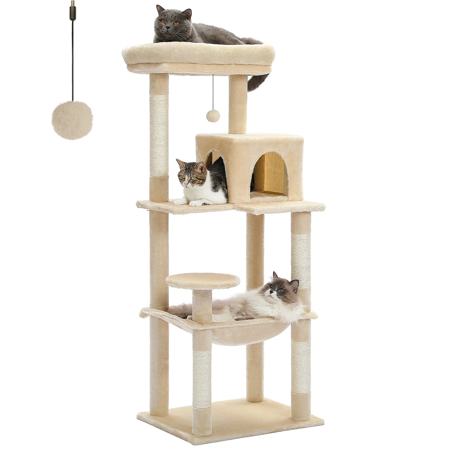 Luxury Cat Tree Tower with Hammock and Scratching Posts