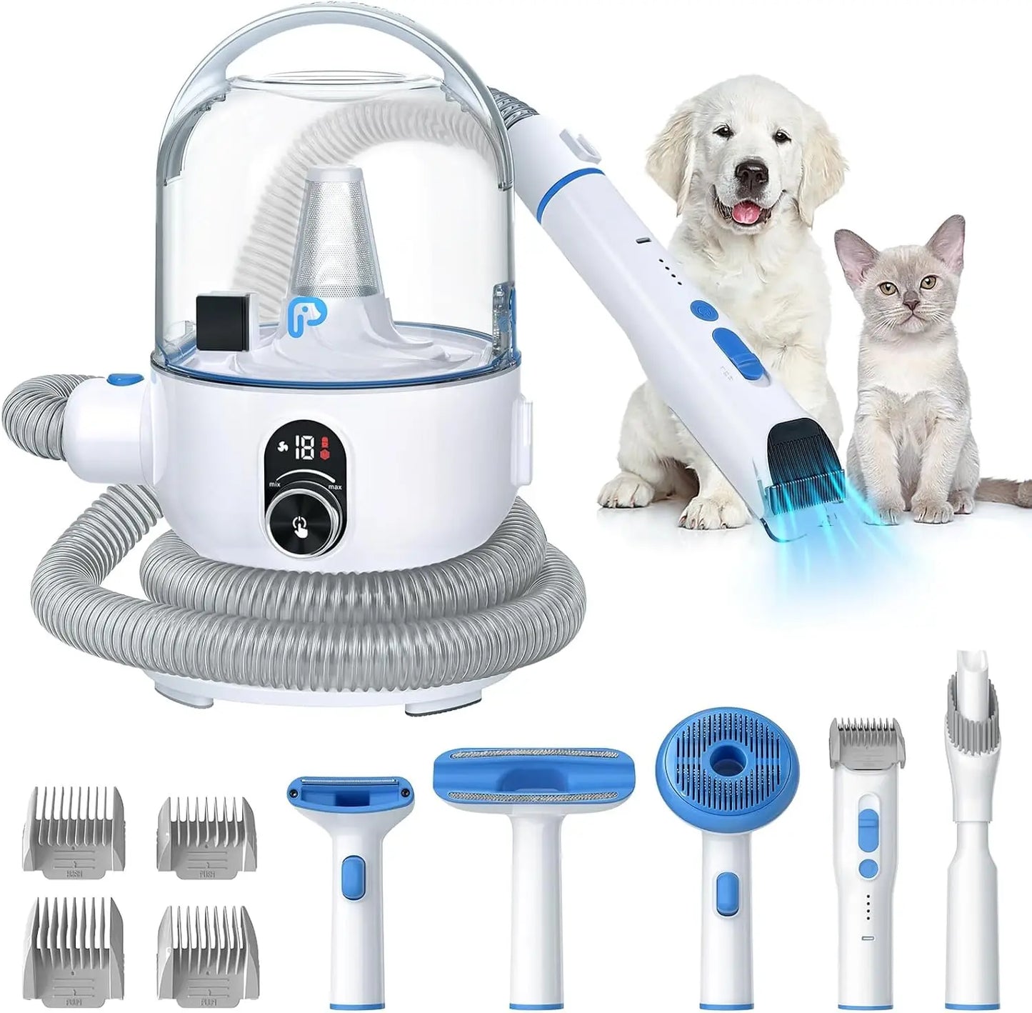 Pet Grooming Vacuum Kit for Effortless Shedding Removal