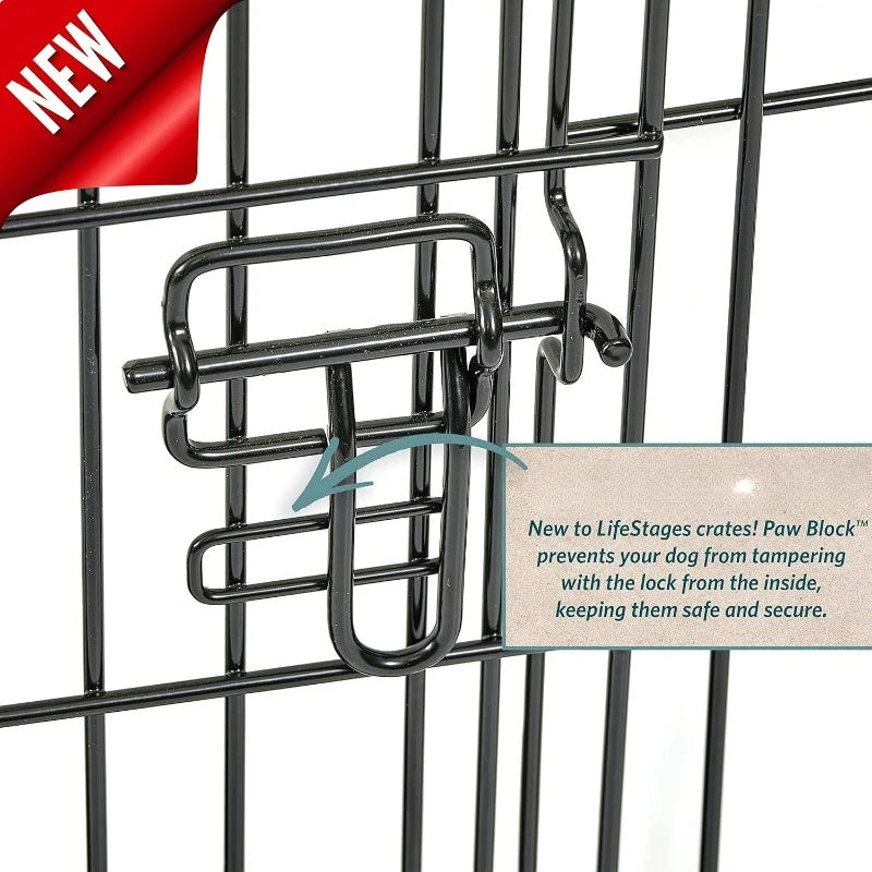 Secure Foldable Metal Dog Crate with Divider and Leak-Proof Pan