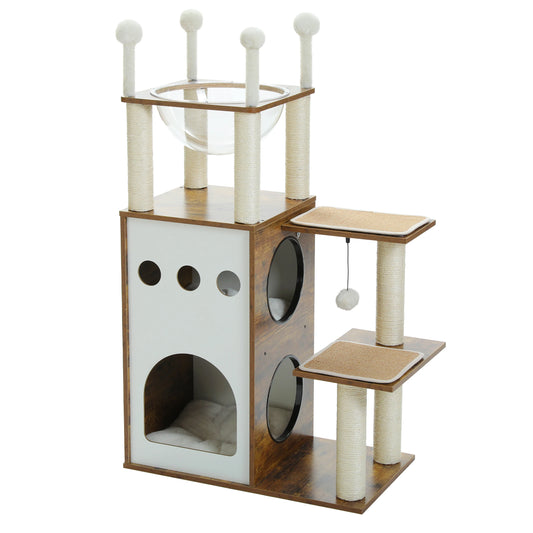 Modern Cat Tree with Condo and Scratching Posts for Cats