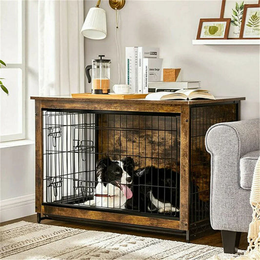 Elevated Wooden Dog Crate and Stylish Indoor Pet House