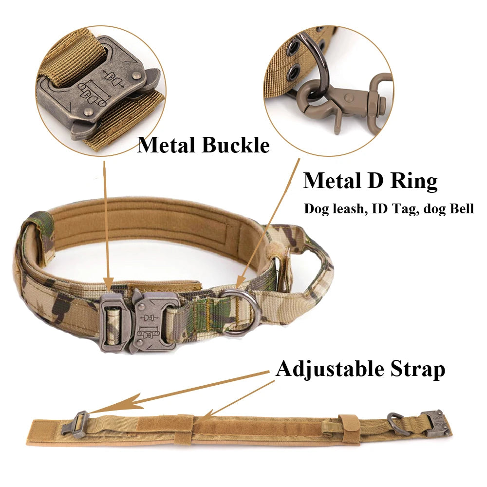 Tactical Dog Harness Collar Leash Set for Large Dogs