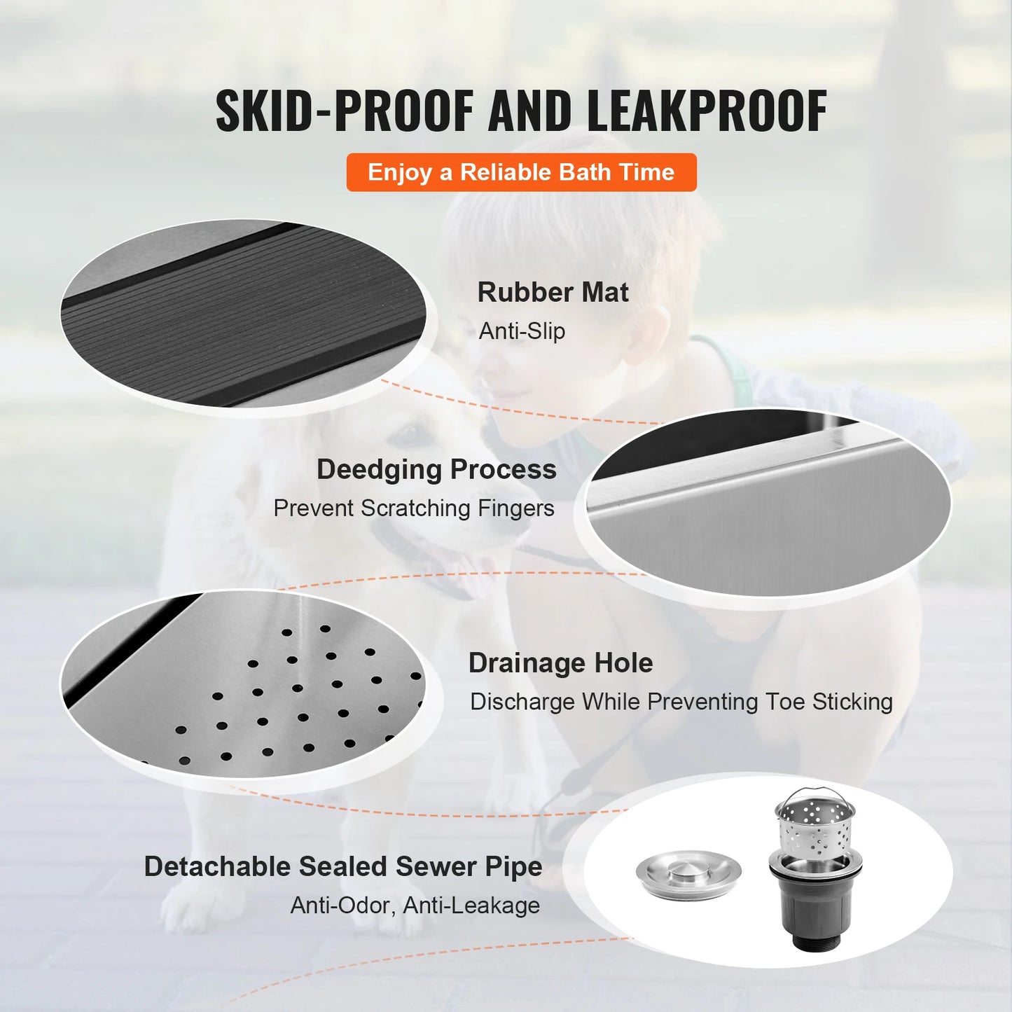 VEVOR Pet Dog Grooming Tub with Storage for Easy Bathing