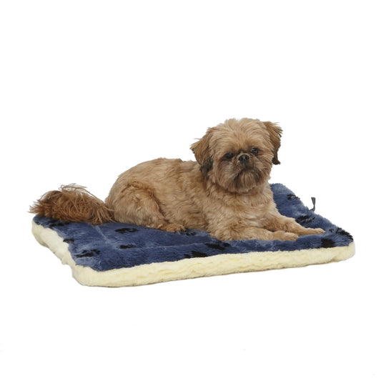 Midwest Homes for Pets Blue Paw Print Reversible Fleece Dog Bed Designed to Fit 24 Inch Crate
